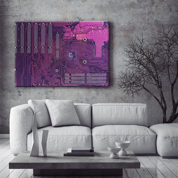 Mor Devre Kartı Temalı Teknoloji Ofis Kanvas Tablo – 5369