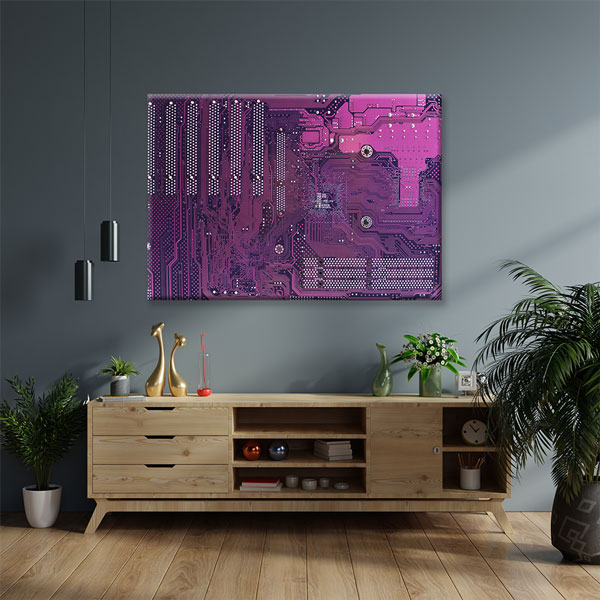 Mor Devre Kartı Temalı Teknoloji Ofis Kanvas Tablo – 5369