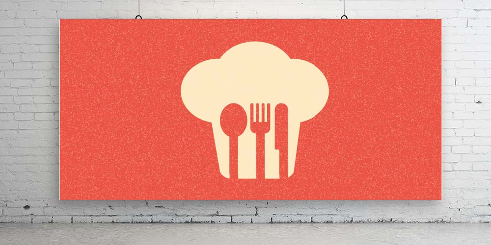 Şef Şapkası ve Mutfak Simgeleri Tasarımlı Duvar Kağıdı 1129