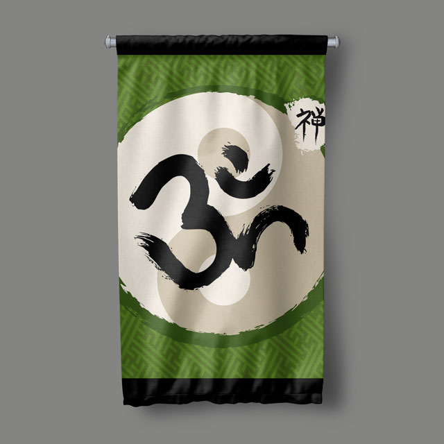 yoga-duvar-dekor-5898-00 Om Sembolü Zen Duvar Flaması 5898