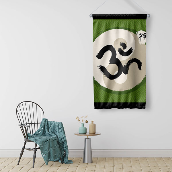 Om Sembolü Zen Duvar Flaması 5898