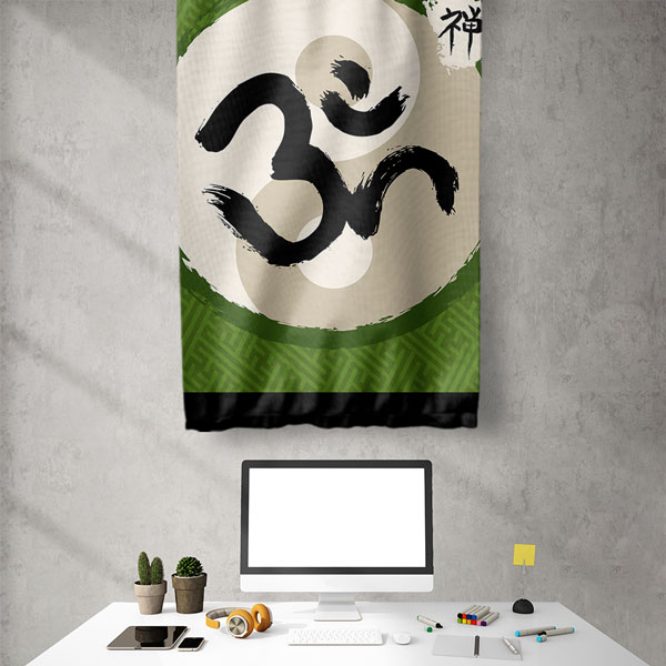 Om Sembolü Zen Duvar Flaması 5898