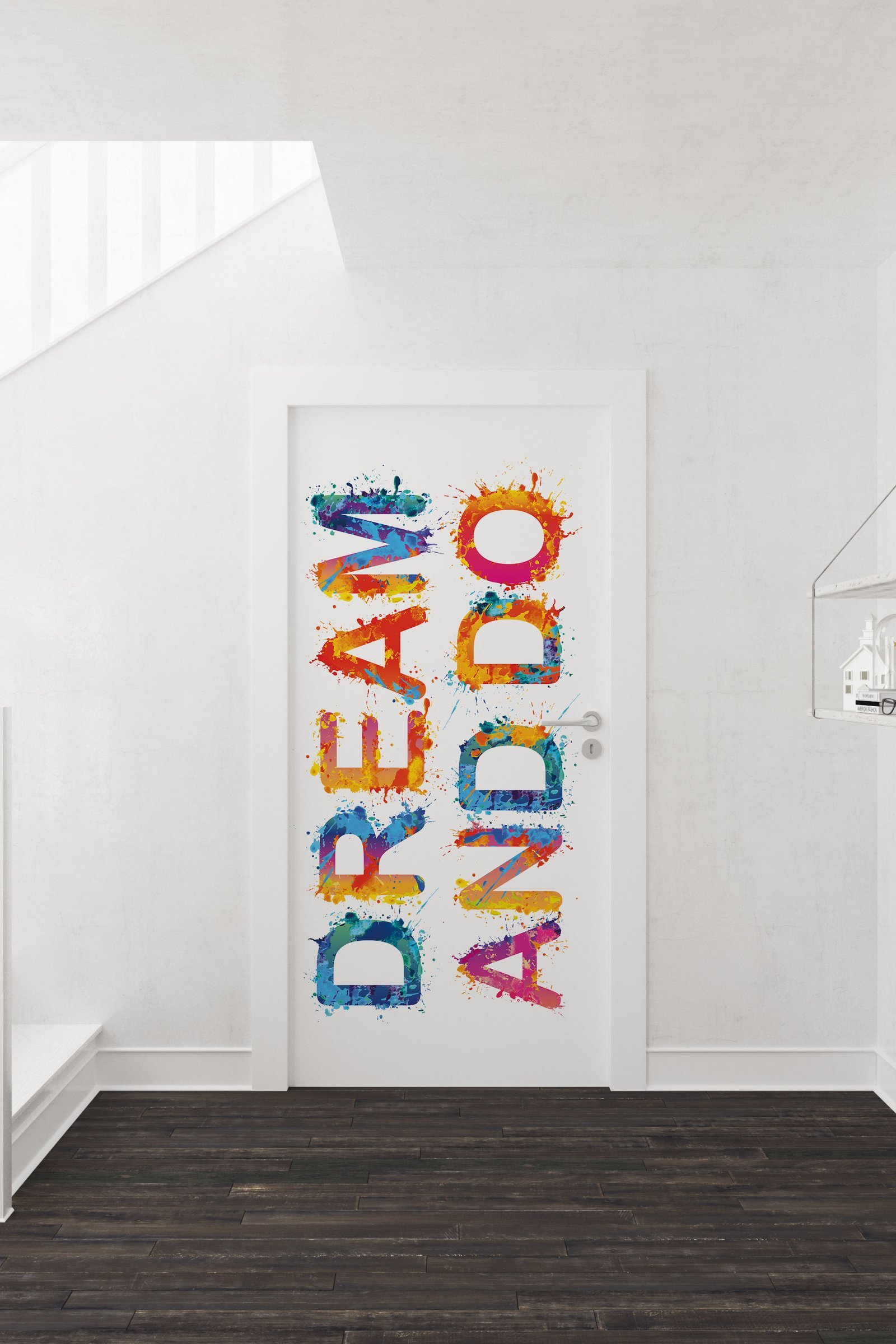 İngilizce "Hayal Et ve Yap" Motivasyon Kapı Giydirmesi 8734